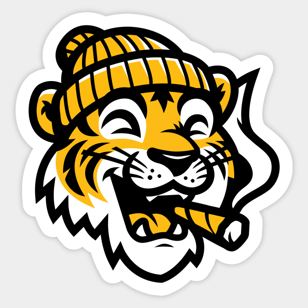 Detroit 'Log Rollers Tiger' T-Shirt: Show Your Detroit Pride and Love for Mary Jane with a Blunt-Tastic Tiger Design! Sticker by CC0hort